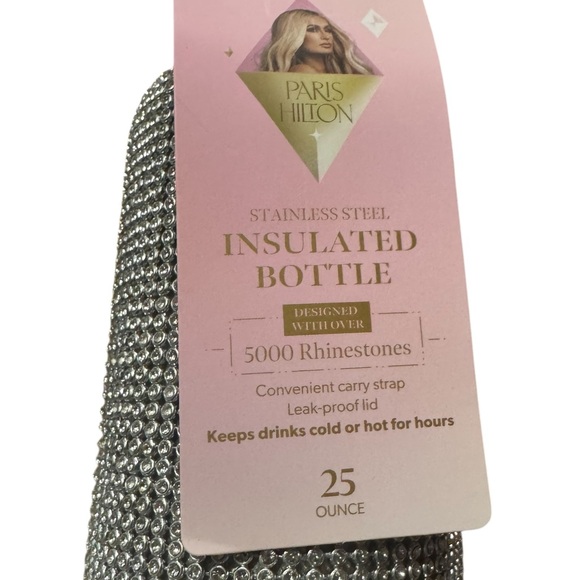 Paris Hilton Bling Water Bottle W/ Lid Removable and Strap Stainless Steel 25 oz - Picture 10 of 15